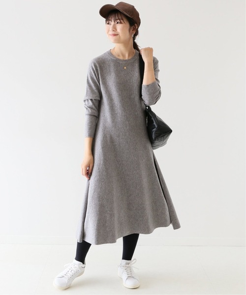 ウォッシャブルフレアニットワンピース【手洗い可能