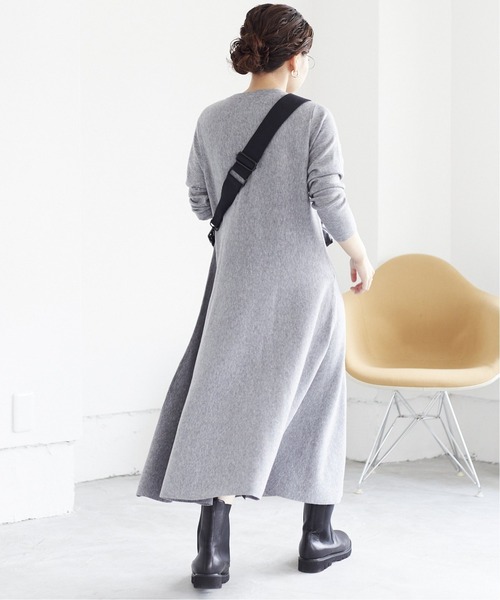 2022AW スローブイエナ ウォッシャブル フレアニットワンピース 黒 F 2022AW スローブイエナ ウォッシャブル フレアニットワンピース