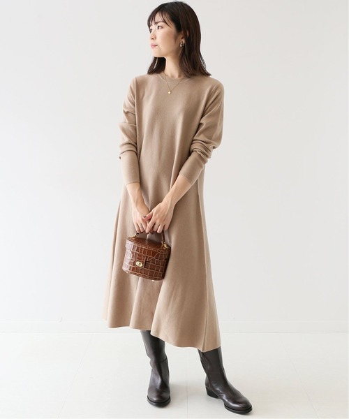 ウォッシャブルフレアニットワンピース【手洗い可能】◇（ワンピース
