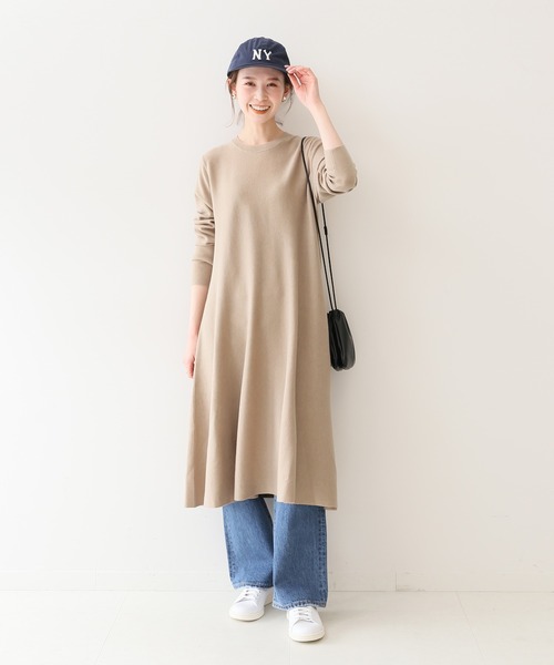 新品タグ付き　SLOBE IENA 22AW ウォッシャブルフレアワンピース SLOBE IENA ワンピース ウォッシャブル楊柳フレアワンピース