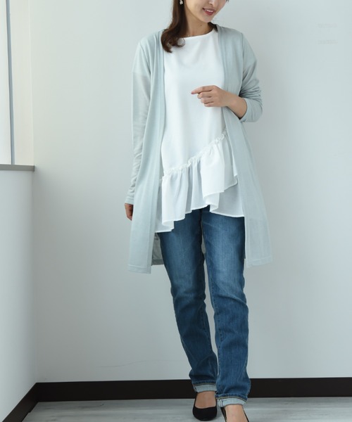INTERPLANET(インタープラネット)の「TRナシジロングカーデガン(UV・抗菌加工)(カーディガン/ボレロ・レディース・ブラック/サックスブルー/グレイッシュベージュ・FREE)」の14枚目の写真