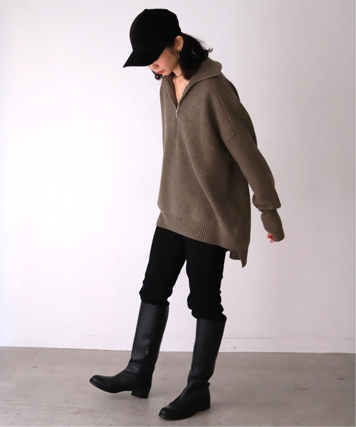 SLOBE IENA（スローブイエナ）の「ITALIAN MILITARY ZIPニット◆（ニット/セーター・レディース・ネイビー/ブラウン・FREE）」の15枚目の写真