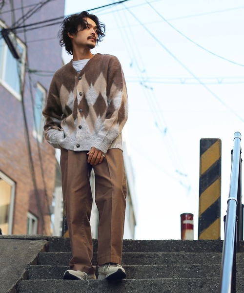 roshell（ロシェル）の「モヘア調 Wジャガード カーディガン（カーディガン/ボレロ・メンズ・ライトグレー/ブラック/グレイッシュブルー/ブラウン/レオパード/ブラック系その他/その他/グレー系その他/グリーン/グレー系その他2・X-LARGE/MEDIUM/LARGE）」の13枚目の写真