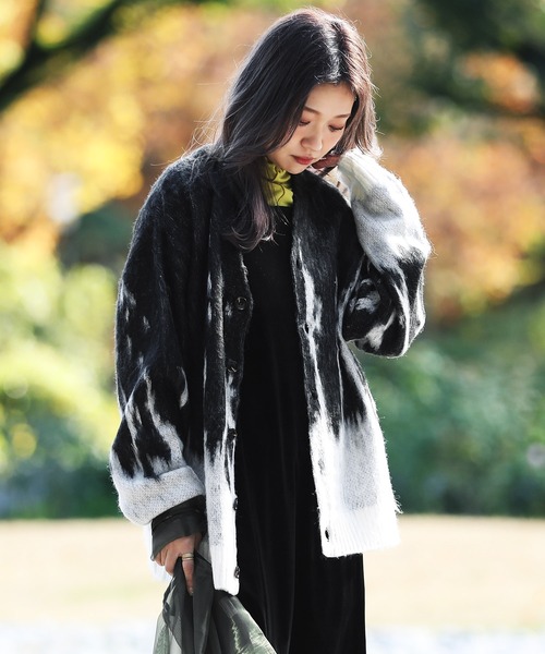 roshell（ロシェル）の「モヘア調 Wジャガード カーディガン（カーディガン/ボレロ・メンズ・ライトグレー/ブラック/グレイッシュブルー/ブラウン/レオパード/ブラック系その他/その他/グレー系その他/グリーン/グレー系その他2・X-LARGE/MEDIUM/LARGE）」の16枚目の写真