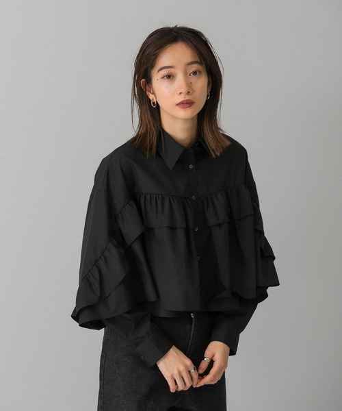 KBF（ケイビーエフ）の「ラッフルフリルシャツ（シャツ/ブラウス・レディース・ホワイト/ブラック/カーキ・ONE）」の16枚目の写真