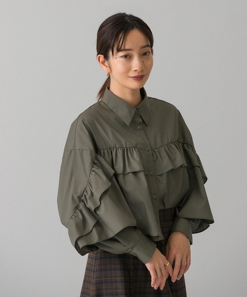 KBF（ケイビーエフ）の「ラッフルフリルシャツ（シャツ/ブラウス・レディース・ホワイト/ブラック/カーキ・ONE）」の17枚目の写真