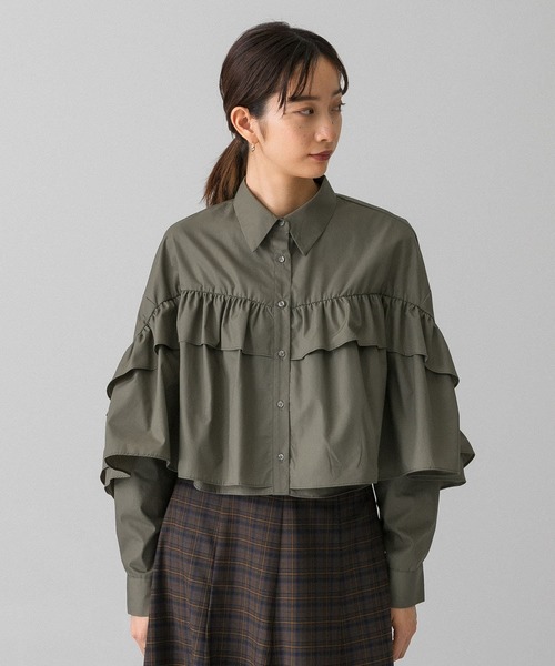 KBF（ケイビーエフ）の「ラッフルフリルシャツ（シャツ/ブラウス・レディース・ホワイト/ブラック/カーキ・ONE）」の14枚目の写真