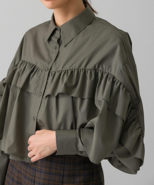 KBF（ケイビーエフ）の「ラッフルフリルシャツ（シャツ/ブラウス・レディース・ホワイト/ブラック/カーキ・ONE）」の18枚目の写真