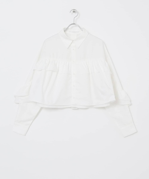 KBF（ケイビーエフ）の「ラッフルフリルシャツ（シャツ/ブラウス・レディース・ホワイト/ブラック/カーキ・ONE）」の15枚目の写真