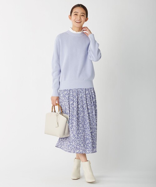 J.PRESS Ladies（J.プレス レディス）の「【洗える】ポリエステルデシンフラワープリント スカート（スカート・レディース・ネイビー系5/ライラック系5・XS）」の5枚目の写真