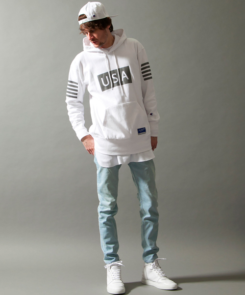 MONKEY TIME（モンキータイム）の「＜monkey time × Champion＞ ∴ RW/HOOD ref/パーカー ◆（パーカー・メンズ・ホワイト/ブラック・SMALL/LARGE/MEDIUM）」の15枚目の写真