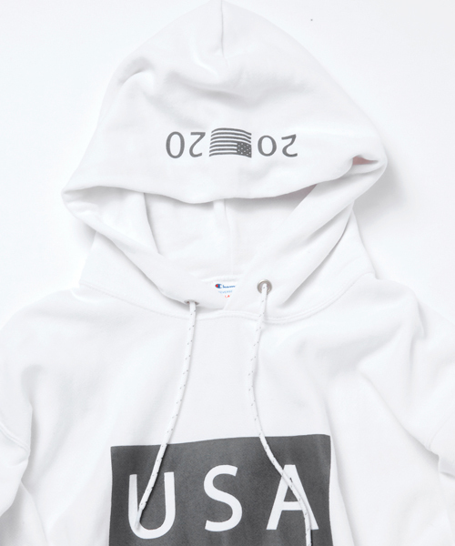 MONKEY TIME（モンキータイム）の「＜monkey time × Champion＞ ∴ RW/HOOD ref/パーカー ◆（パーカー・メンズ・ホワイト/ブラック・SMALL/LARGE/MEDIUM）」の6枚目の写真