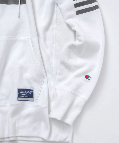 MONKEY TIME（モンキータイム）の「＜monkey time × Champion＞ ∴ RW/HOOD ref/パーカー ◆（パーカー・メンズ・ホワイト/ブラック・SMALL/LARGE/MEDIUM）」の7枚目の写真