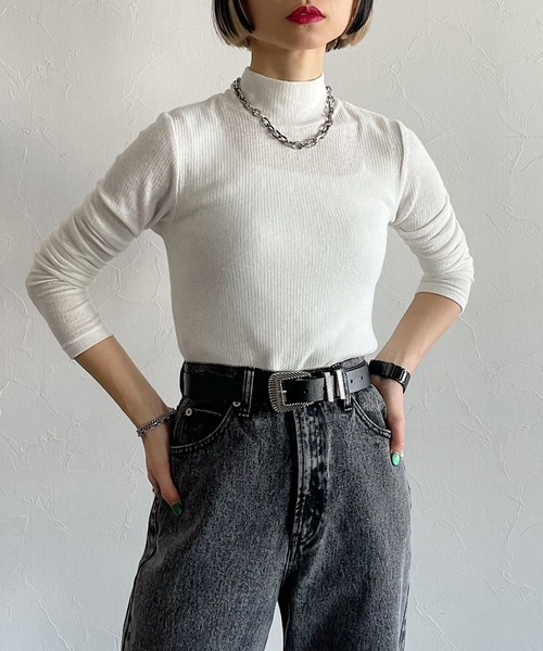 PAGEBOY(ページボーイ)の「シアーテレコタートル(Tシャツ/カットソー・レディース・コーラルピンク/グリーン/ブラック/オフホワイト・FREE)」の5枚目の写真