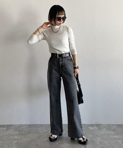 PAGEBOY(ページボーイ)の「シアーテレコタートル(Tシャツ/カットソー・レディース・コーラルピンク/グリーン/ブラック/オフホワイト・FREE)」の6枚目の写真