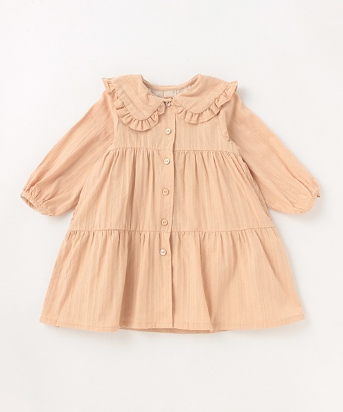 petit main（プティマイン）の「衿つきティアードワンピース（ワンピース・キッズ・オフホワイト/オレンジ/ライトグリーン・80ｃｍ/90cm/110cm/100cm/120cm/130cm）」の3枚目の写真