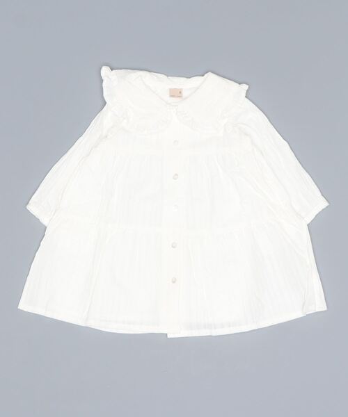 petit main（プティマイン）の「衿つきティアードワンピース（ワンピース・キッズ・オフホワイト/オレンジ/ライトグリーン・80ｃｍ/90cm/110cm/100cm/120cm/130cm）」の7枚目の写真