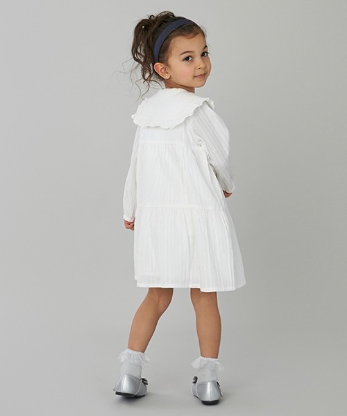 petit main（プティマイン）の「衿つきティアードワンピース（ワンピース・キッズ・オフホワイト/オレンジ/ライトグリーン・80ｃｍ/90cm/110cm/100cm/120cm/130cm）」の5枚目の写真