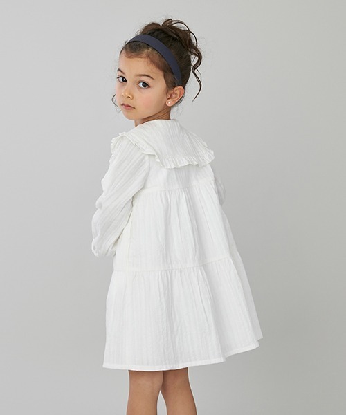 petit main（プティマイン）の「衿つきティアードワンピース（ワンピース・キッズ・オフホワイト/オレンジ/ライトグリーン・80ｃｍ/90cm/110cm/100cm/120cm/130cm）」の6枚目の写真