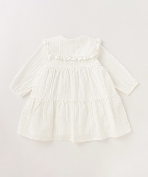 petit main（プティマイン）の「衿つきティアードワンピース（ワンピース・キッズ・オフホワイト/オレンジ/ライトグリーン・80ｃｍ/90cm/110cm/100cm/120cm/130cm）」の9枚目の写真