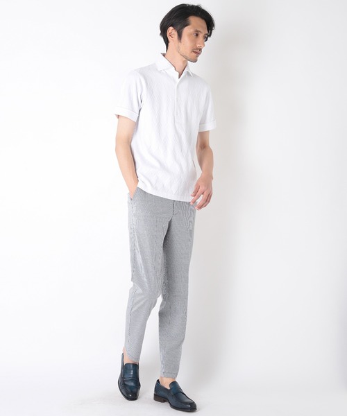 CROWDED CLOSET（クラウデッドクローゼット）の「リンクスヘリンボーン柄ポロシャツ（ポロシャツ・メンズ・ベージュ/ネイビー/ホワイト・02/03/04）」の8枚目の写真