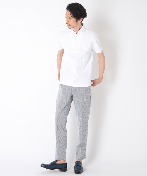 CROWDED CLOSET（クラウデッドクローゼット）の「リンクスヘリンボーン柄ポロシャツ（ポロシャツ・メンズ・ベージュ/ネイビー/ホワイト・02/03/04）」の9枚目の写真