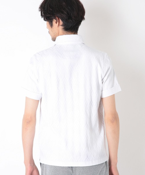 CROWDED CLOSET（クラウデッドクローゼット）の「リンクスヘリンボーン柄ポロシャツ（ポロシャツ・メンズ・ベージュ/ネイビー/ホワイト・02/03/04）」の7枚目の写真