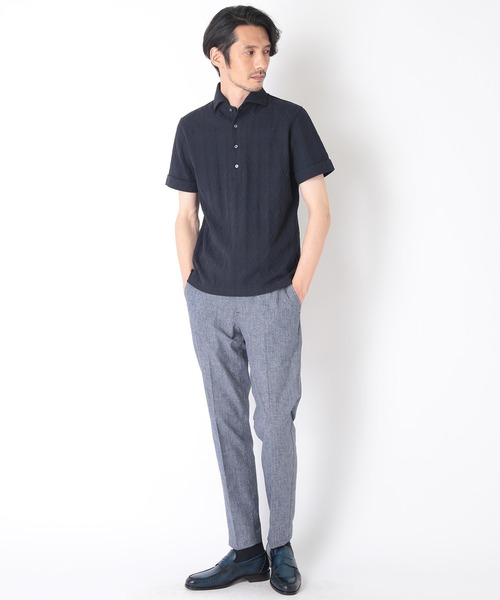 CROWDED CLOSET（クラウデッドクローゼット）の「リンクスヘリンボーン柄ポロシャツ（ポロシャツ・メンズ・ベージュ/ネイビー/ホワイト・02/03/04）」の11枚目の写真