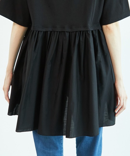 ROPE' PICNIC（ロペピクニック）の「【リンクコーデ】バックギャザー切替チュニックトップス（Tシャツ/カットソー・レディース・ホワイト/ブラック/カーキ/グレー系その他・38）」の14枚目の写真