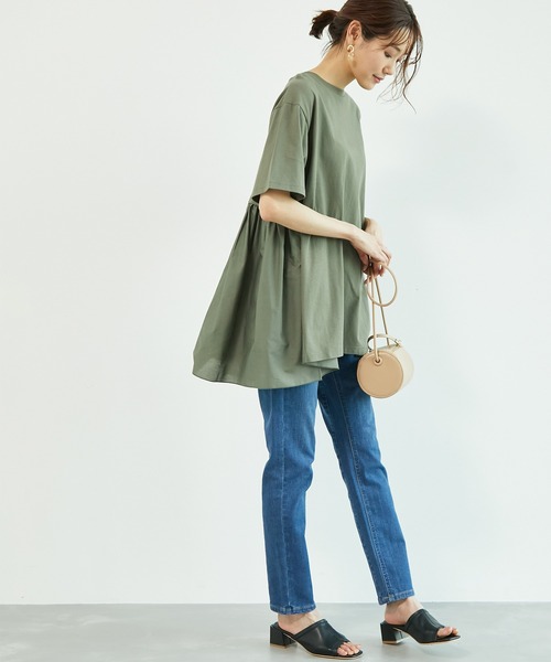 ROPE' PICNIC（ロペピクニック）の「【リンクコーデ】バックギャザー切替チュニックトップス（Tシャツ/カットソー・レディース・ホワイト/ブラック/カーキ/グレー系その他・38）」の21枚目の写真