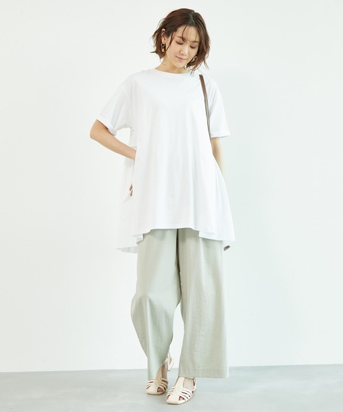 ROPE' PICNIC（ロペピクニック）の「【リンクコーデ】バックギャザー切替チュニックトップス（Tシャツ/カットソー・レディース・ホワイト/ブラック/カーキ/グレー系その他・38）」の10枚目の写真