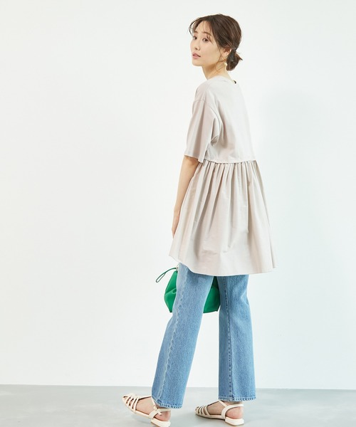 ROPE' PICNIC（ロペピクニック）の「【リンクコーデ】バックギャザー切替チュニックトップス（Tシャツ/カットソー・レディース・ホワイト/ブラック/カーキ/グレー系その他・38）」の13枚目の写真