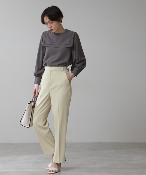 N.（N. Natural Beauty Basic）（エヌエヌナチュラルビューティーベーシック）の「◆センタープレスストレートパンツ（その他パンツ・レディース・ベージュ/イエロー・MEDIUM）」の6枚目の写真