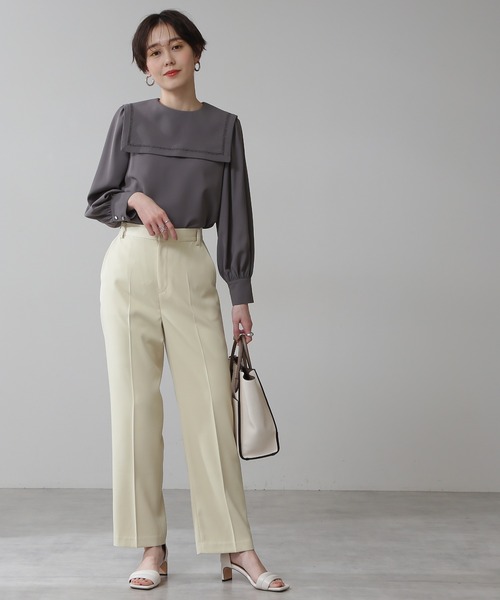 N.（N. Natural Beauty Basic）（エヌエヌナチュラルビューティーベーシック）の「◆センタープレスストレートパンツ（その他パンツ・レディース・ベージュ/イエロー・MEDIUM）」の7枚目の写真