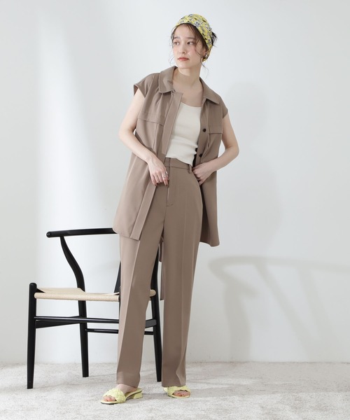 N.（N. Natural Beauty Basic）（エヌエヌナチュラルビューティーベーシック）の「◆センタープレスストレートパンツ（その他パンツ・レディース・ベージュ/イエロー・MEDIUM）」の10枚目の写真