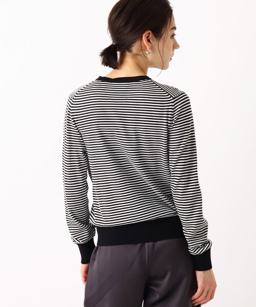 OPAQUE.CLIP（オペークドットクリップ）の「◆クルーネックカーディガン【エクストラファインオーガニックコットン】（カーディガン/ボレロ・レディース・ブラック/ホワイト系その他3/グリーン/ホワイト系その他6/ブルー・38/40）」の8枚目の写真