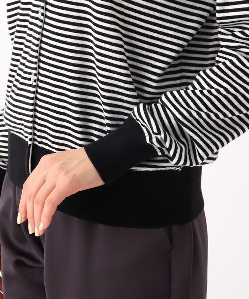 OPAQUE.CLIP（オペークドットクリップ）の「◆クルーネックカーディガン【エクストラファインオーガニックコットン】（カーディガン/ボレロ・レディース・ブラック/ホワイト系その他3/グリーン/ホワイト系その他6/ブルー・38/40）」の10枚目の写真