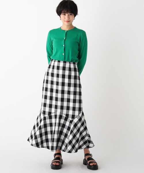 OPAQUE.CLIP（オペークドットクリップ）の「◆クルーネックカーディガン【エクストラファインオーガニックコットン】（カーディガン/ボレロ・レディース・ブラック/ホワイト系その他3/グリーン/ホワイト系その他6/ブルー・38/40）」の14枚目の写真