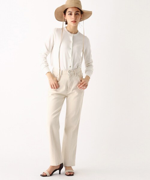 OPAQUE.CLIP（オペークドットクリップ）の「◆クルーネックカーディガン【エクストラファインオーガニックコットン】（カーディガン/ボレロ・レディース・ブラック/ホワイト系その他3/グリーン/ホワイト系その他6/ブルー・38/40）」の19枚目の写真