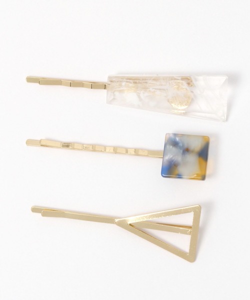 LAKOLE（ラコレ）の「変形スクエアピン3点SET / 276491（ヘアピン・レディース・ブラック/オフホワイト/イエロー・FREE）」の2枚目の写真