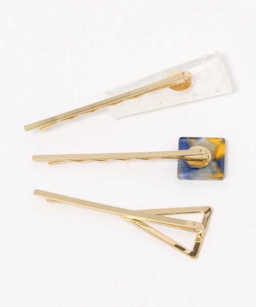 LAKOLE（ラコレ）の「変形スクエアピン3点SET / 276491（ヘアピン・レディース・ブラック/オフホワイト/イエロー・FREE）」の6枚目の写真