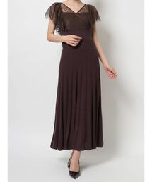 ニットドッキングレースカシュクールドレス