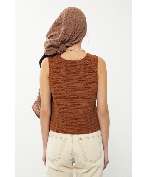 BLACK BY MOUSSY（ブラックバイマウジー）の「crochet knit vest（クロシェニットベスト）（ベスト・レディース・ホワイト/ブラック/ブラウン・FREE）」の6枚目の写真