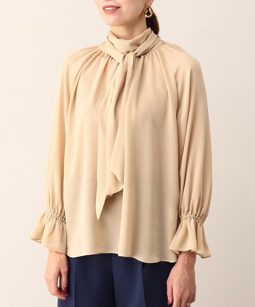 UNTITLED（アンタイトル）の「◆【STORY掲載】ヨーリューストライプブラウス（シャツ/ブラウス・レディース・ベージュ系その他6/ブルー系2/ベージュ系その他2・44/02/04/00/48）」の4枚目の写真