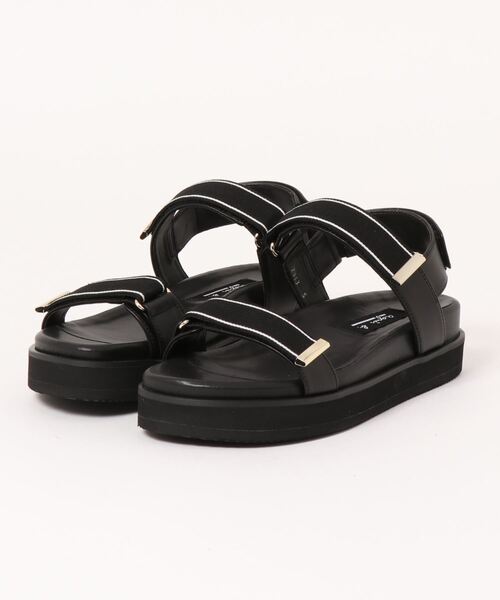 [極美品] agnès b. アニエスベー　ラフィア　ストラップサンダル　黒 アニエスベー agnes b. 甲ストラップサンダル （ブラック