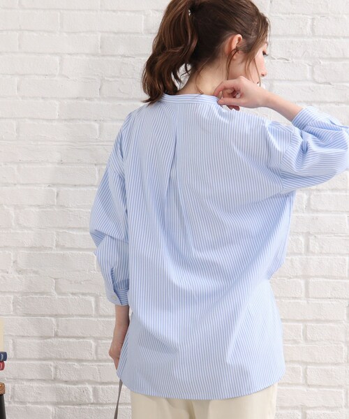 SHOO・LA・RUE（シューラルー）の「◆切替ストライプビッグシャツ（シャツ/ブラウス・レディース・ピンク系その他/ブルー系7/ライトグリーン系2・00）」の12枚目の写真
