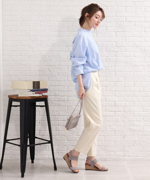 SHOO・LA・RUE（シューラルー）の「◆切替ストライプビッグシャツ（シャツ/ブラウス・レディース・ピンク系その他/ブルー系7/ライトグリーン系2・00）」の19枚目の写真