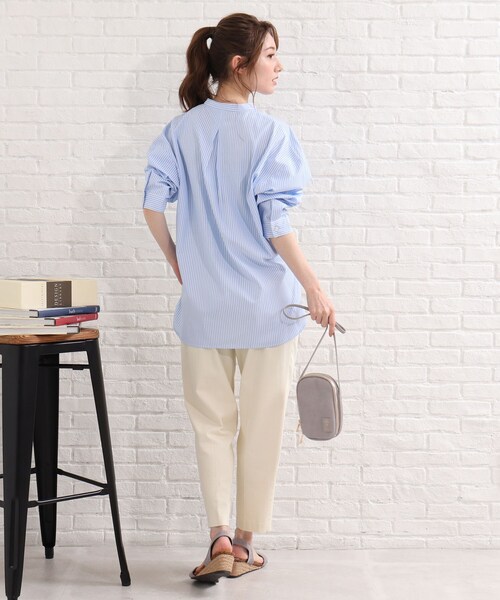 SHOO・LA・RUE（シューラルー）の「◆切替ストライプビッグシャツ（シャツ/ブラウス・レディース・ピンク系その他/ブルー系7/ライトグリーン系2・00）」の7枚目の写真