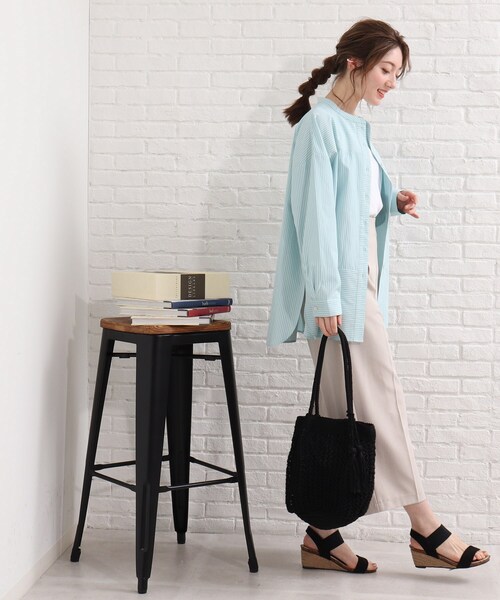 SHOO・LA・RUE（シューラルー）の「◆切替ストライプビッグシャツ（シャツ/ブラウス・レディース・ピンク系その他/ブルー系7/ライトグリーン系2・00）」の13枚目の写真