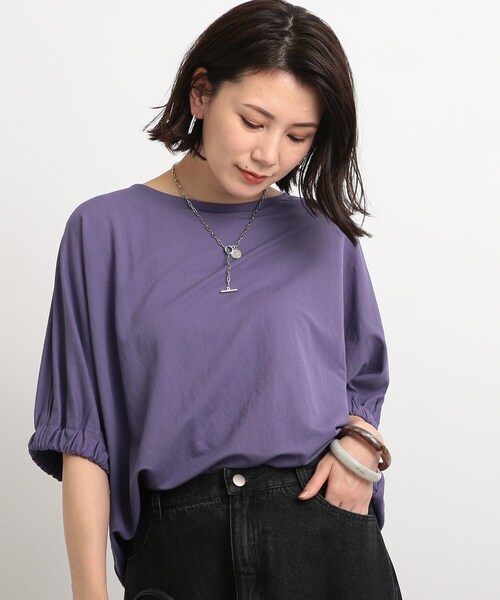 SHOO・LA・RUE（シューラルー）の「◆【接触冷感/洗える/袖ギャザー】ドルマントップス（Tシャツ/カットソー・レディース・カーキ/ブラック/ブラウン系その他/アイボリー/ピンク系その他/ダークオレンジ/パープル系4・00）」の5枚目の写真